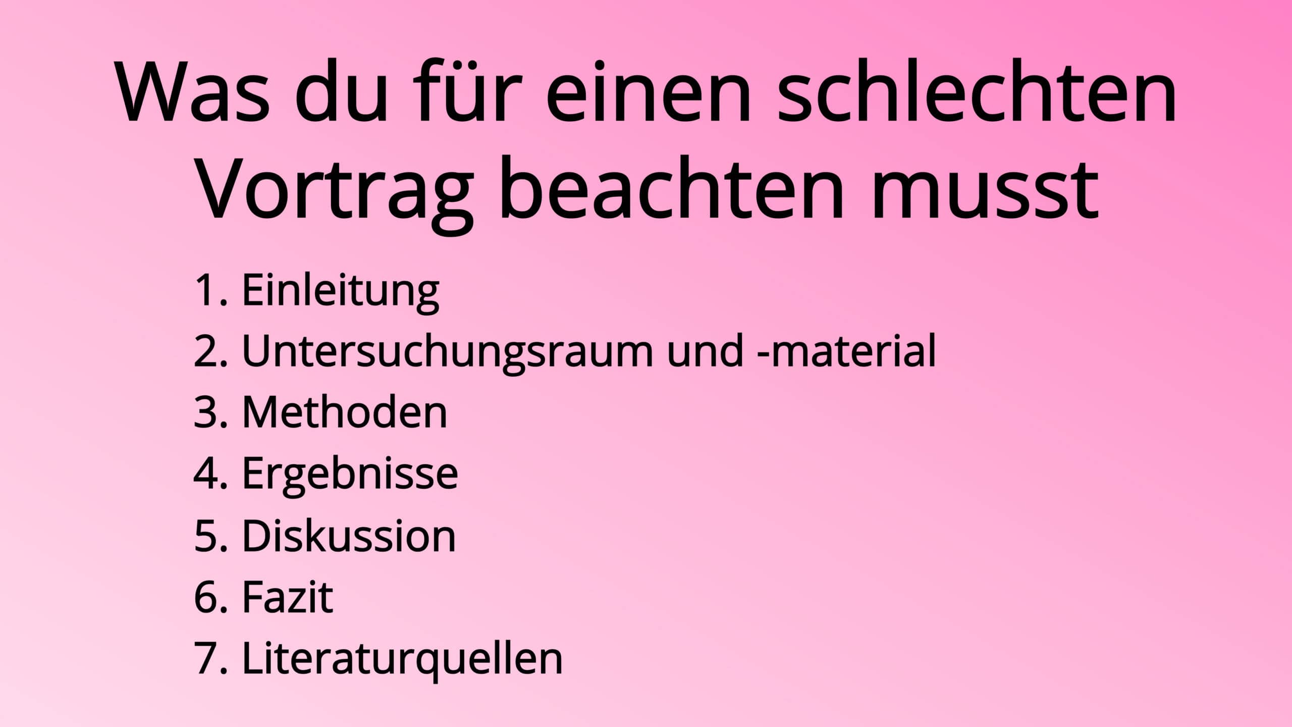 Übersicht für eine schlechte Folie mit Gliederung